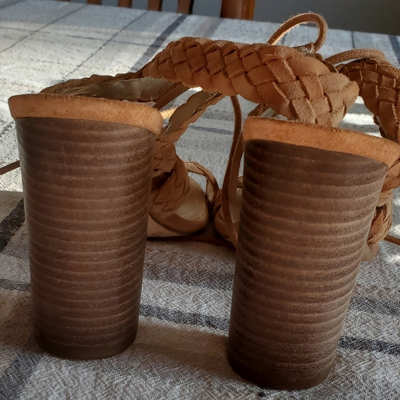 BCBG Tan Braided Leather Lorette Heels - Picture 2 of 8